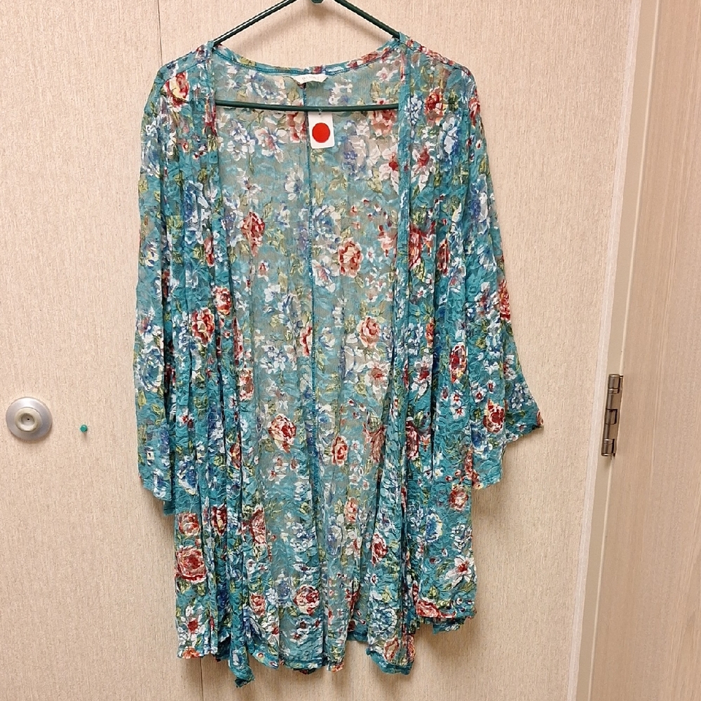 Elegant Floral Open-Front Kimono